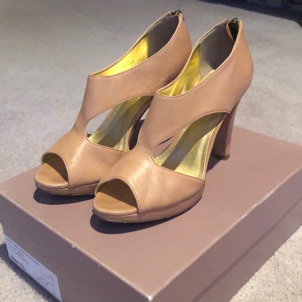 J.CREW leather platform peep toe heels size 7.5
